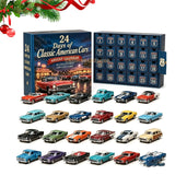 24 Days of Classic American Cars Advent Calendar box with all 24 die-cast cars